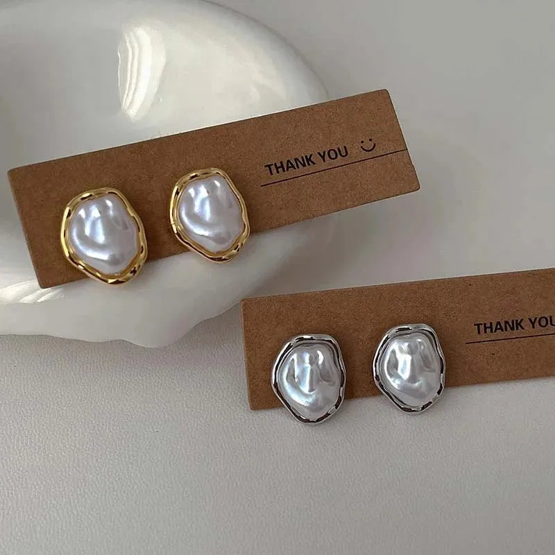 Geometric Pearl Earrings
