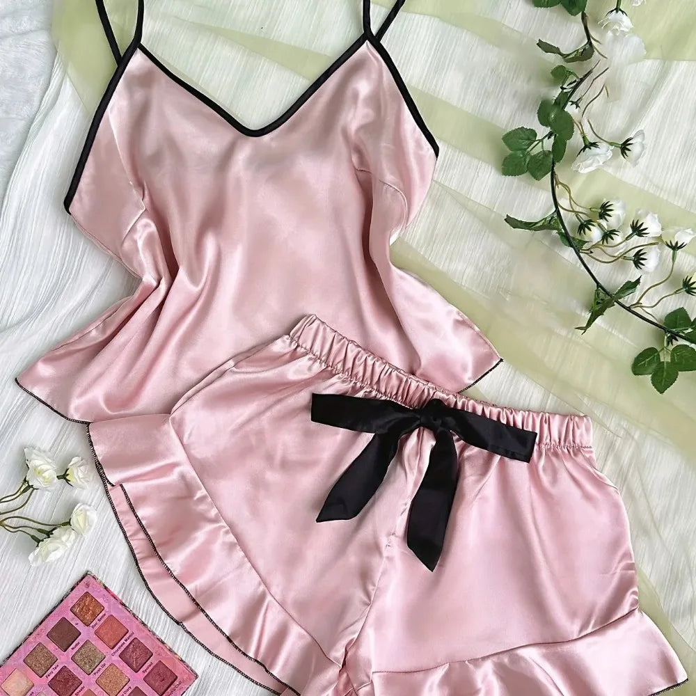 Ruffled Edge Pajama Set