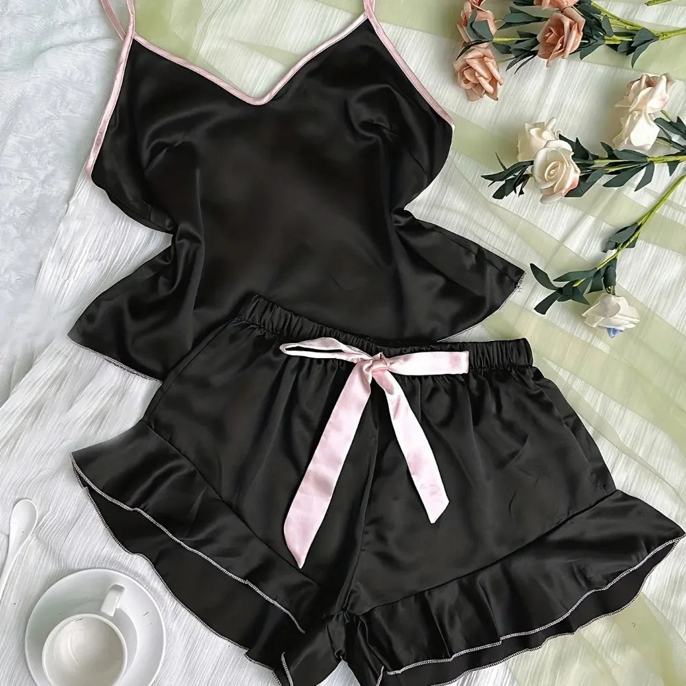 Ruffled Edge Pajama Set