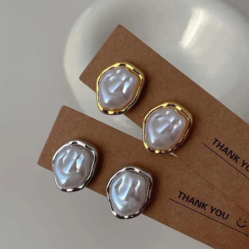 Geometric Pearl Earrings