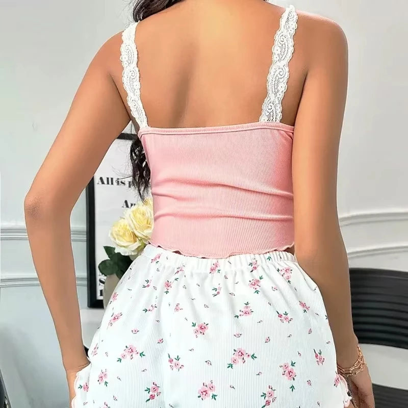 Pink Lace Pajama Set