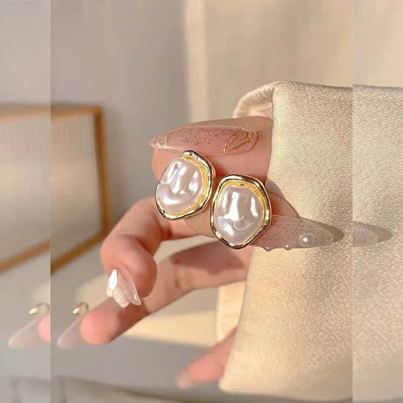 Geometric Pearl Earrings